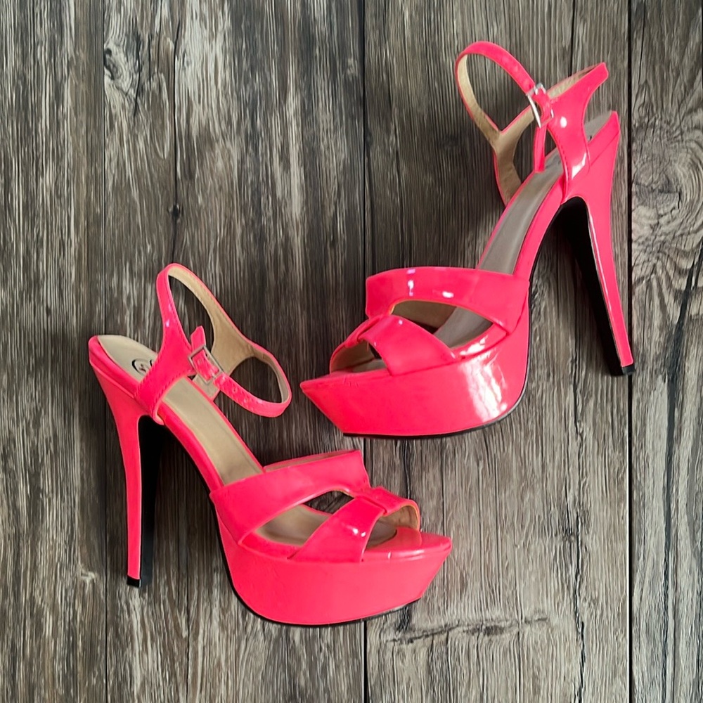 SEXY NEON Pink Platform High Heels
